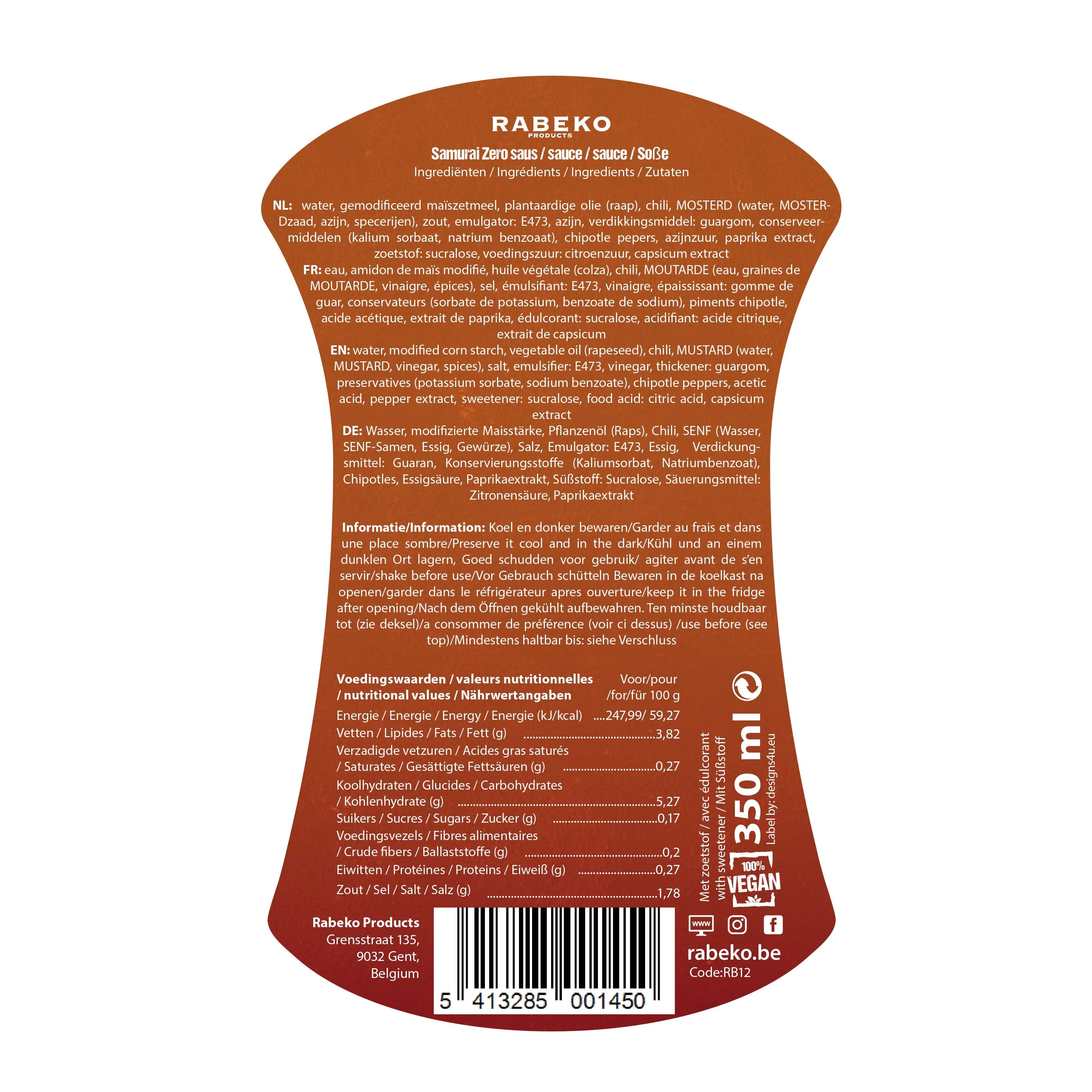 Rabeko Zero calories Samurai 1 x 350 ml