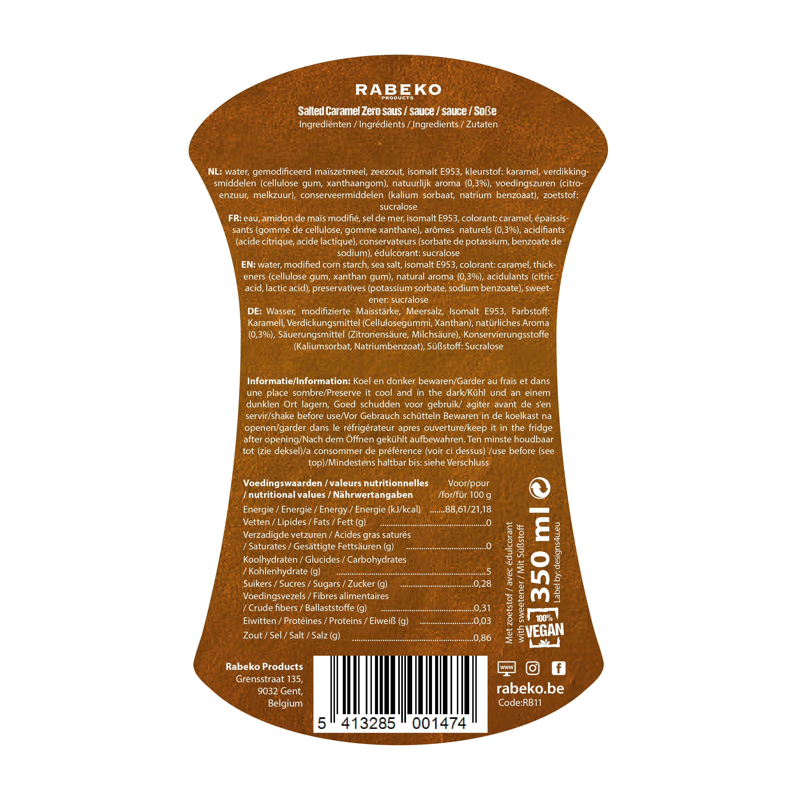 Rabeko Zero calories SALTED caramel 1 x 350 ml