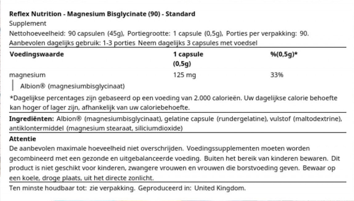 Reflex Nutrition Magnesium Bisglycinate 90 caps