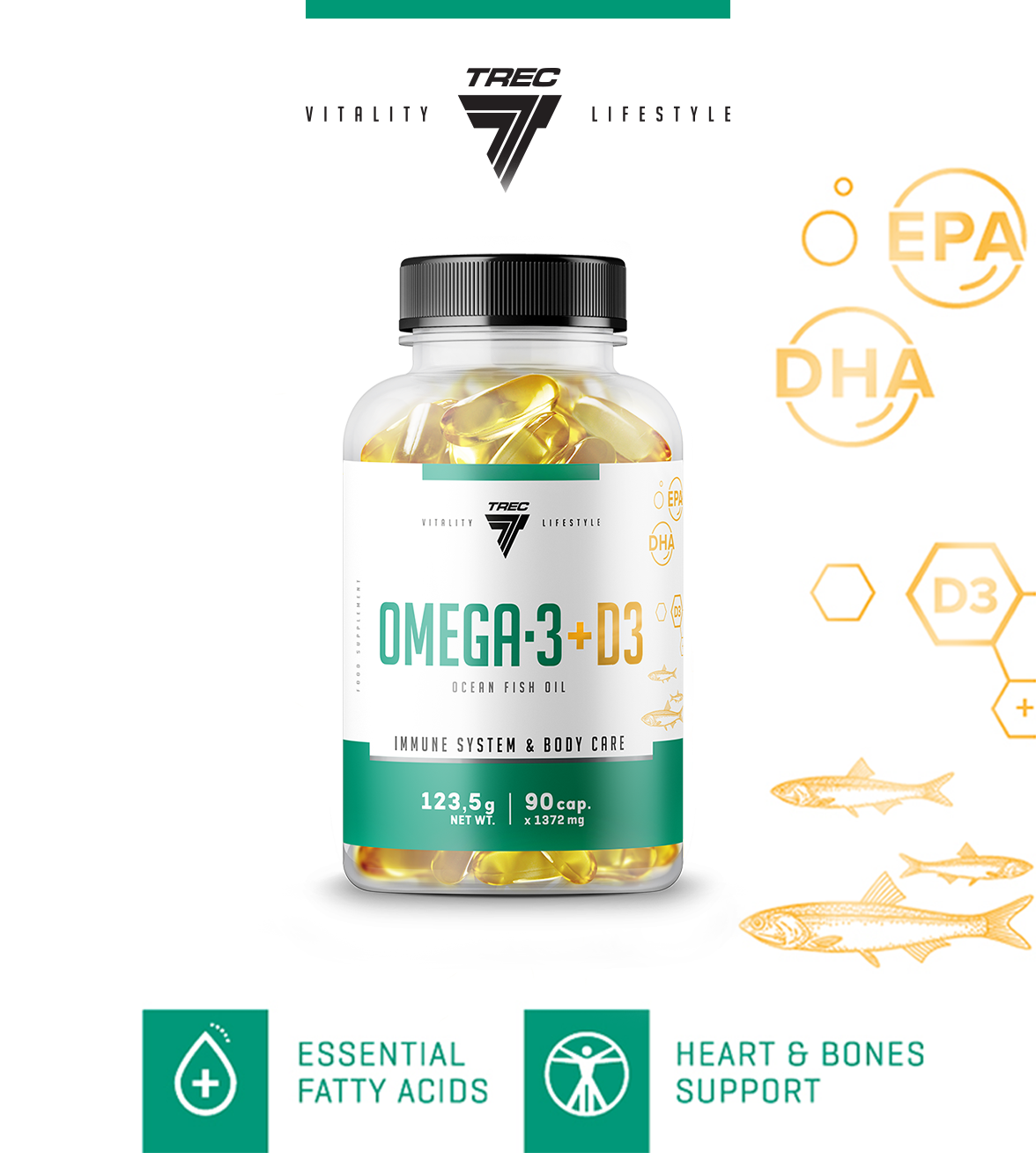 Trec Nutrition OMEGA-3 + D3 90caps